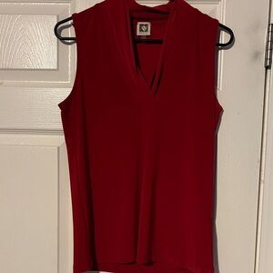 Anne Klein Deep Red Sleeveless Blouse